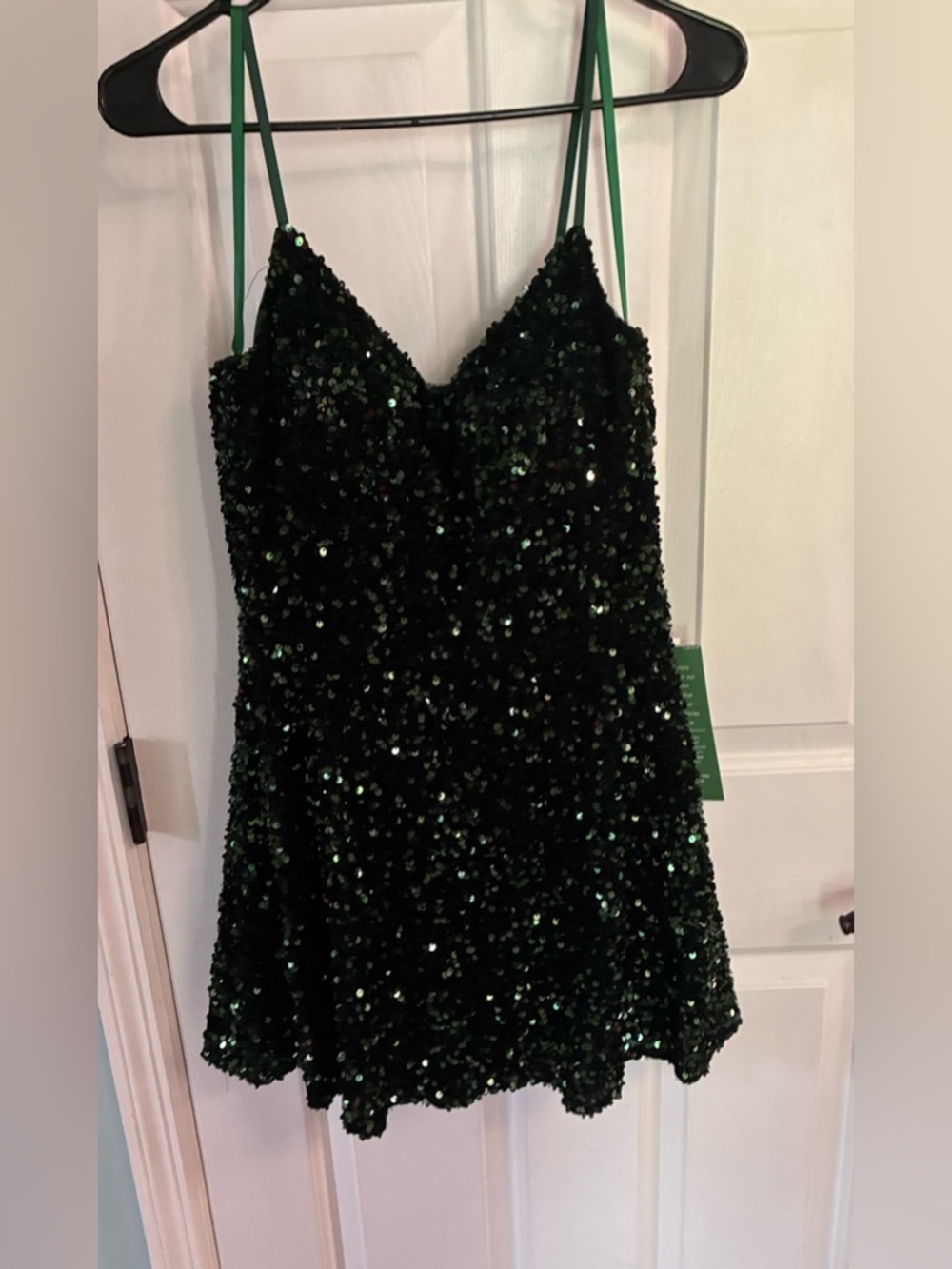 B. Smart Green Sequin Cami Slip Dress